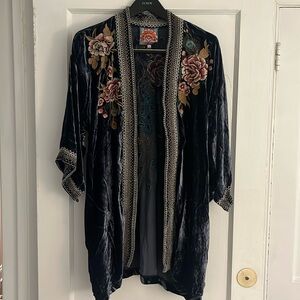 Johnny Was velvet open jacket